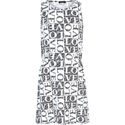 Girls white love skater dress