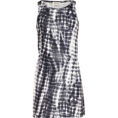 Girls black studded tie dye dress
