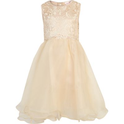 Girls cream Little MisDress prom dress