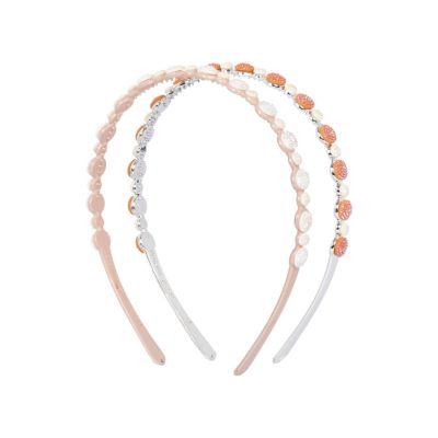 Girls coral two pack crystal headbands 