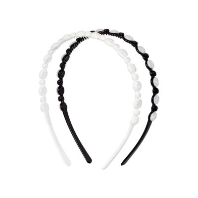 Girls black two pack crystal headbands
