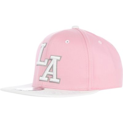 Girls pink LA trucker hat