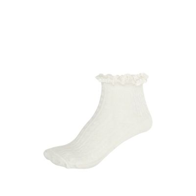 Girls cream crochet lace frill socks