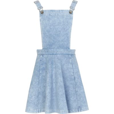 Girls light blue pinafore dress