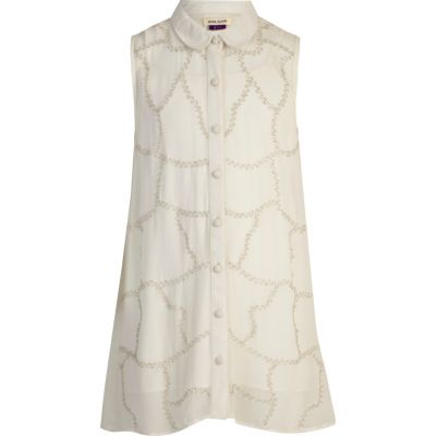Girls cream embellished shirt