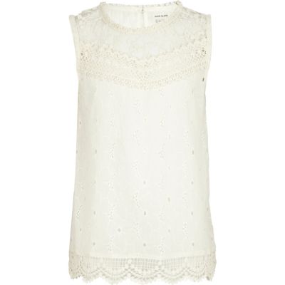 Girls cream lace victoriana top