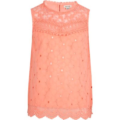 Girls orange lace victoriana top