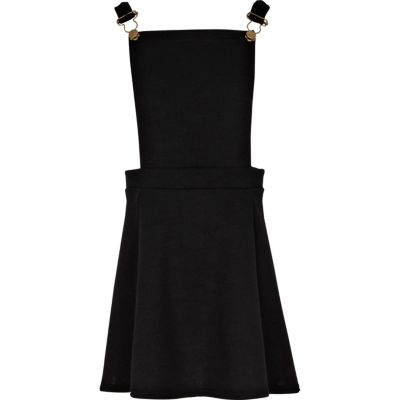 Girls black pinafore dress