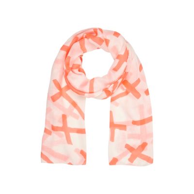 Girls orange cross print scarf