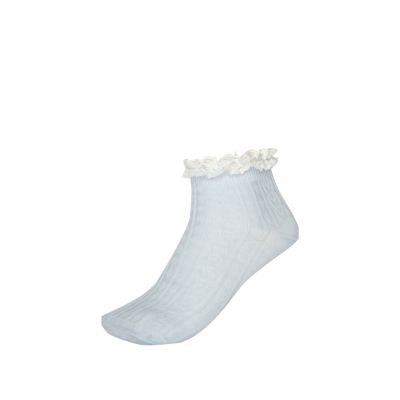 Girls blue crochet lace frill socks