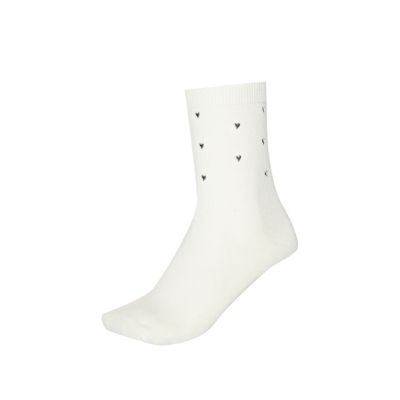 Girls cream heatseal stud socks