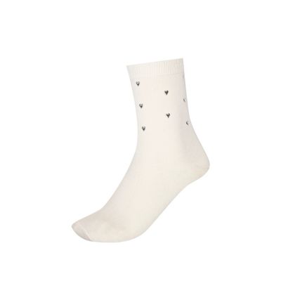 Girls light pink heatseal studded socks 