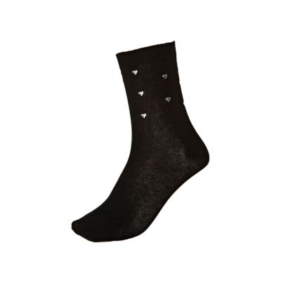 Girls black heatseal studded socks 