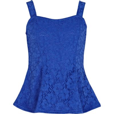 Girls blue lace peplum top