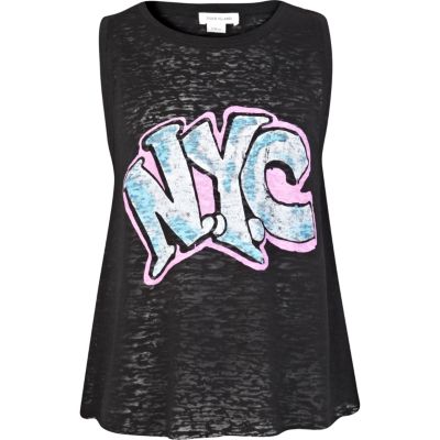 Girls black graffiti NYC cropped vest