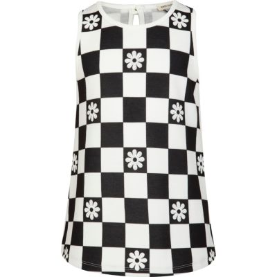 Girls black and white checkerboard top