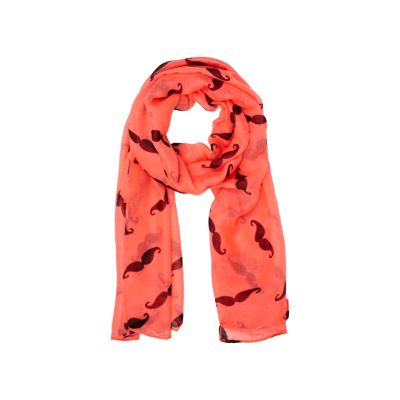 Girls pink moustache print scarf