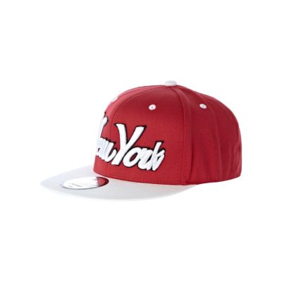 Girls red New York trucker hat