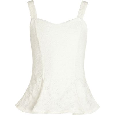 Girls cream lace peplum top