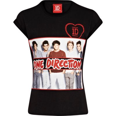 Girls black One Direction photograph t-shirt