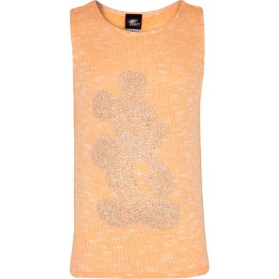 Girls orange Mickey Mouse studded vest