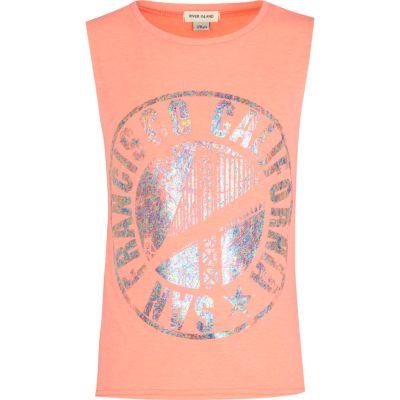 Girls coral San Francisco tank top
