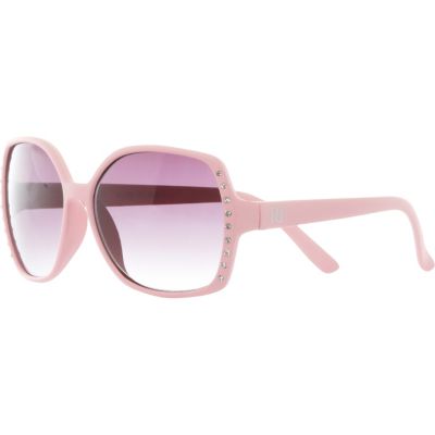 Girls pink diamante large sunglasses