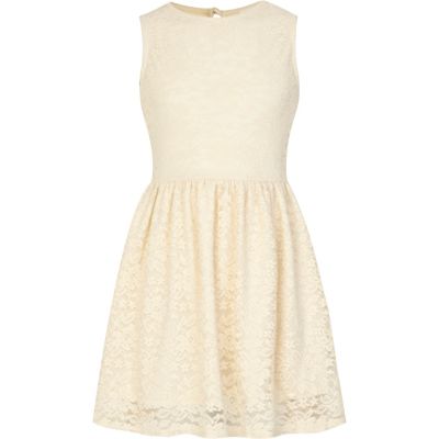 Girls cream lace skater dress