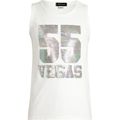 Girls white 55 Vegas tank top