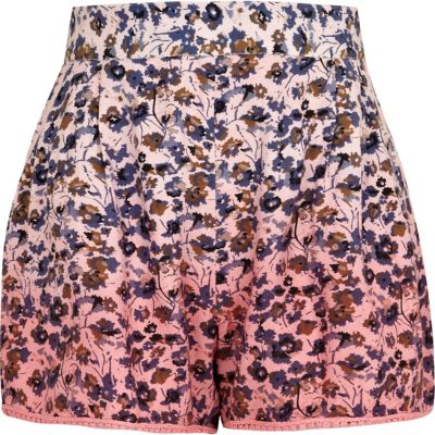 Girls pink floral dip dye shorts