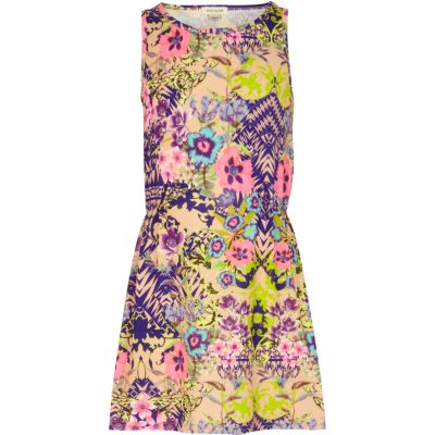 Girls pink floral relaxed skater dress
