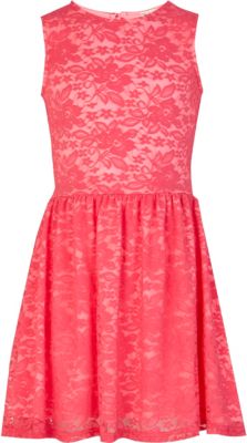 Girls pink lace skater dress