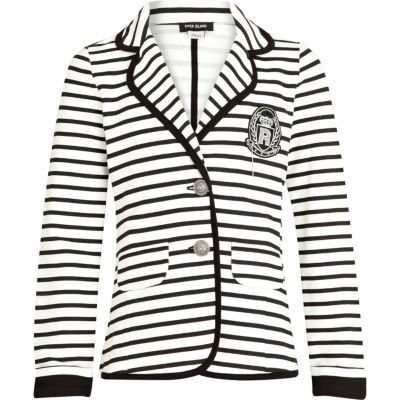 Girls cream stripe blazer
