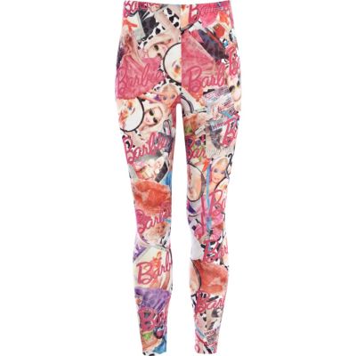 Girls pink Barbie print leggings