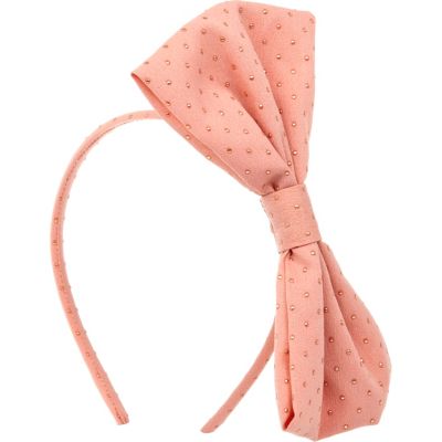 Girls pink studded alice band