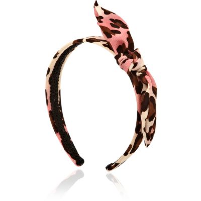 Girls white leopard dip dye alice band