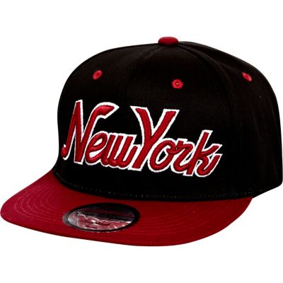 Girls black and red New York trucker hat