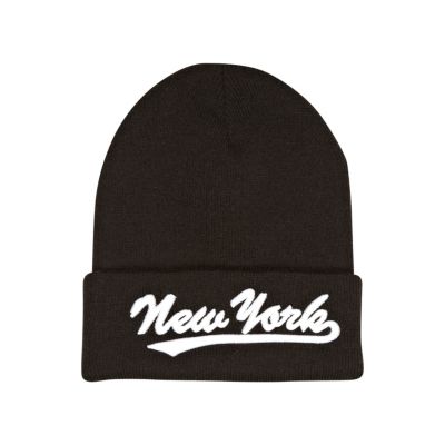 Girls black New York beanie hat