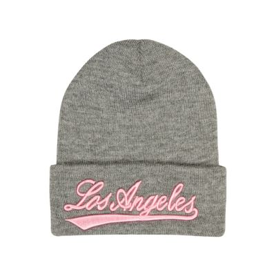 Girls grey Los Angeles beanie hat