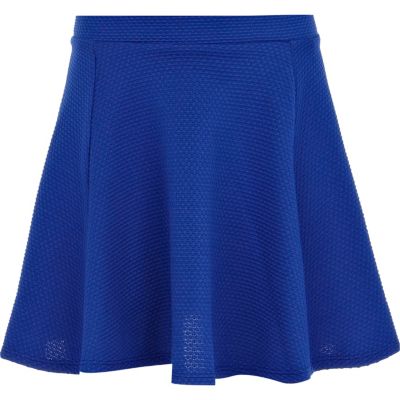 Girls blue textured skater skirt