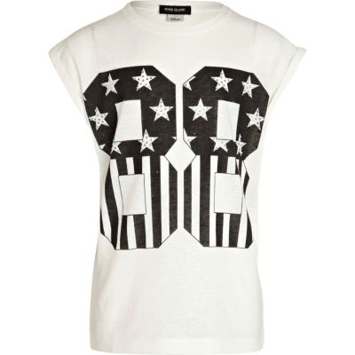 Girls white 88 stars and stripes t-shirt