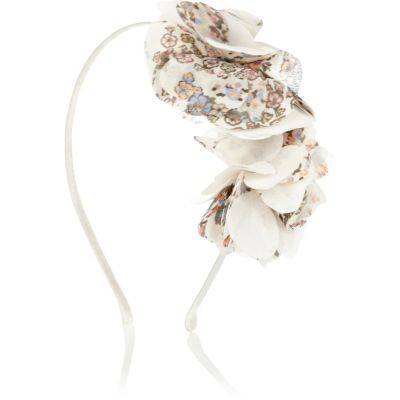 Girls white chiffon flower alice band