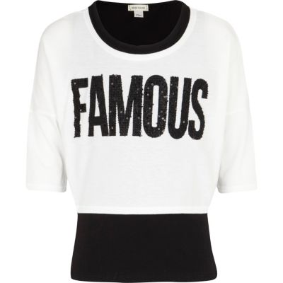 Girls white famous sweat top and vest set