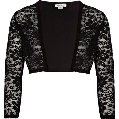 Girls black lace bolero