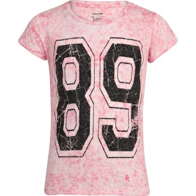 Girls pink burnout 89 t-shirt