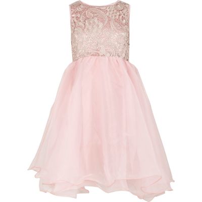 Girls pink Little MisDress prom dress