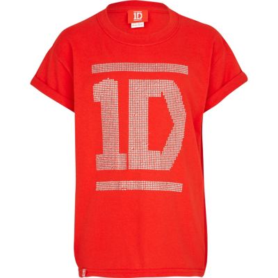 Girls red One Direction oversized t-shirt