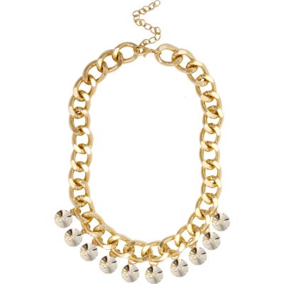 Girls gold tone chunky diamante necklace