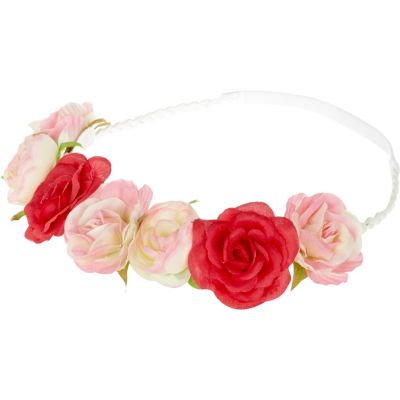 Girls pink rose garland