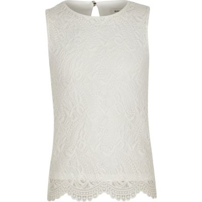 Girls cream lace sleeveless top sleeveless tops tops girls